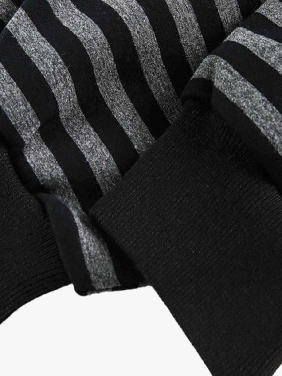 Detachable Fur Collar Striped Zip Up Hoodie