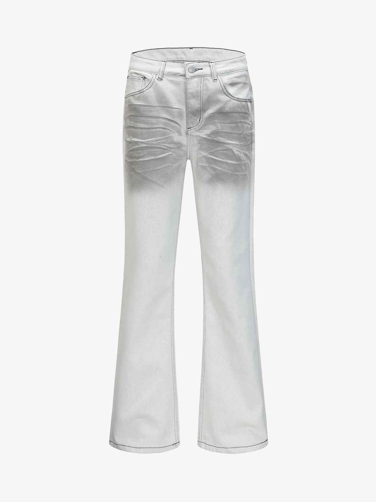 Retro Utility Dirty Wash Whisker Detail Flare Jeans