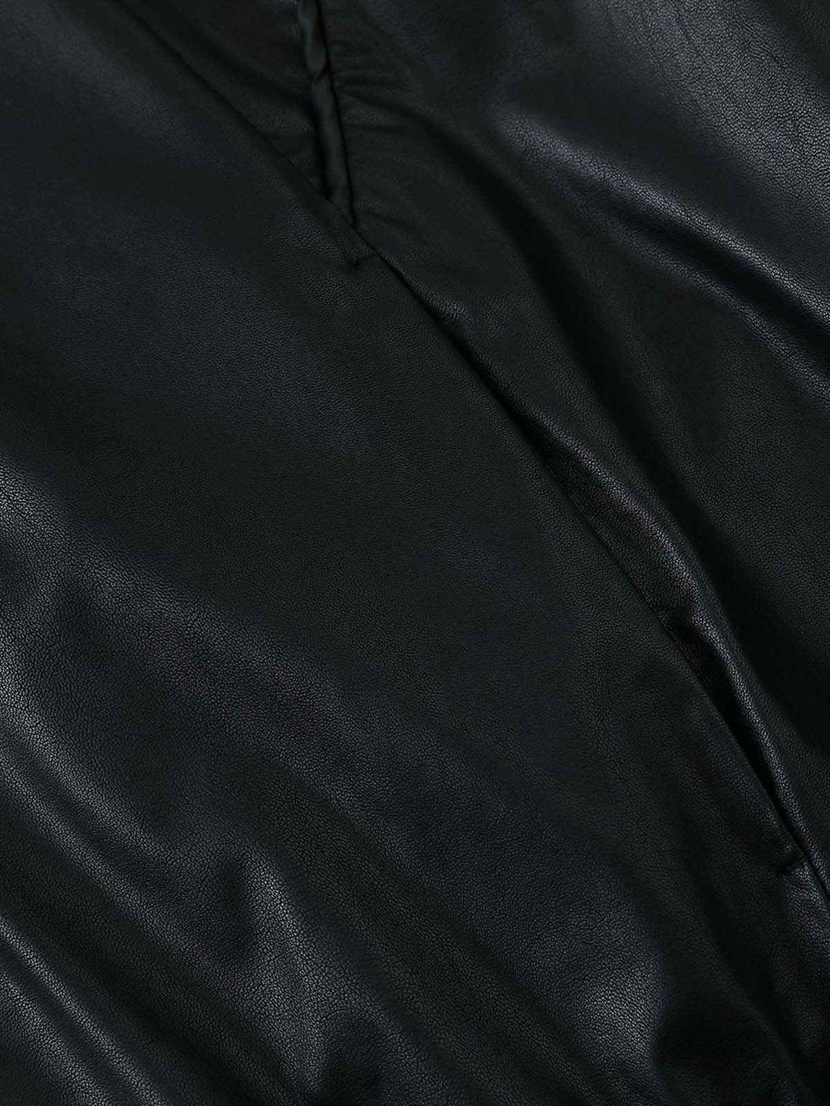 Boxy Hooded PU Leather Racing Jacket