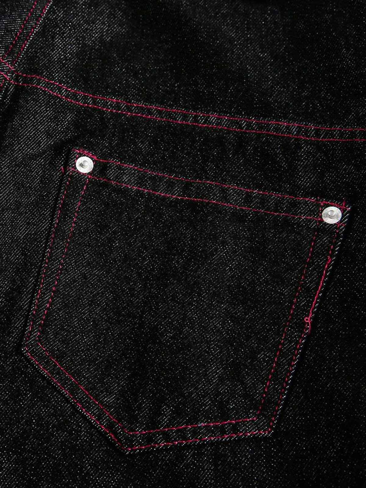 Street Culottes Red Stitching Barrel Jeans