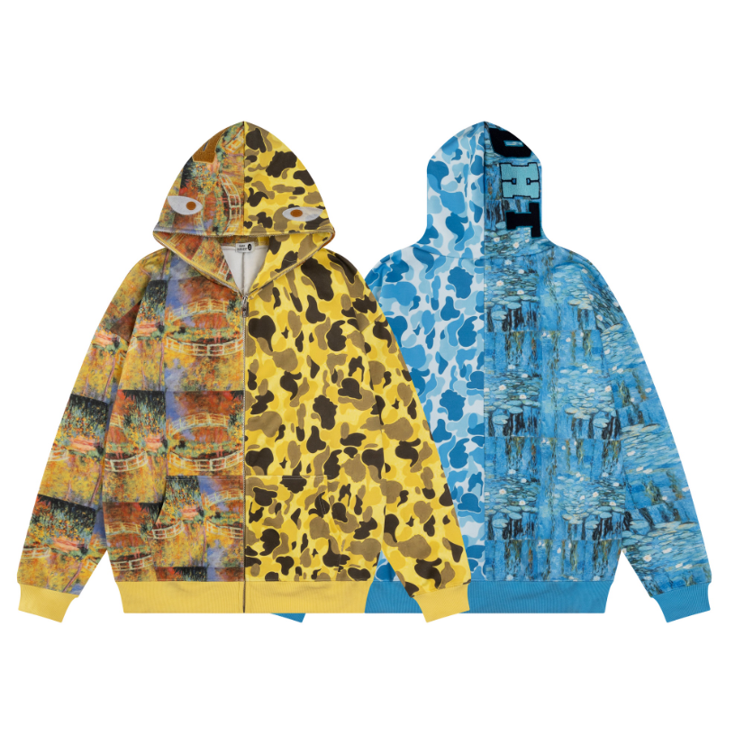 Monet Camo Patchwork | Zip-Up Hoodie - Luxuryurbanwear
