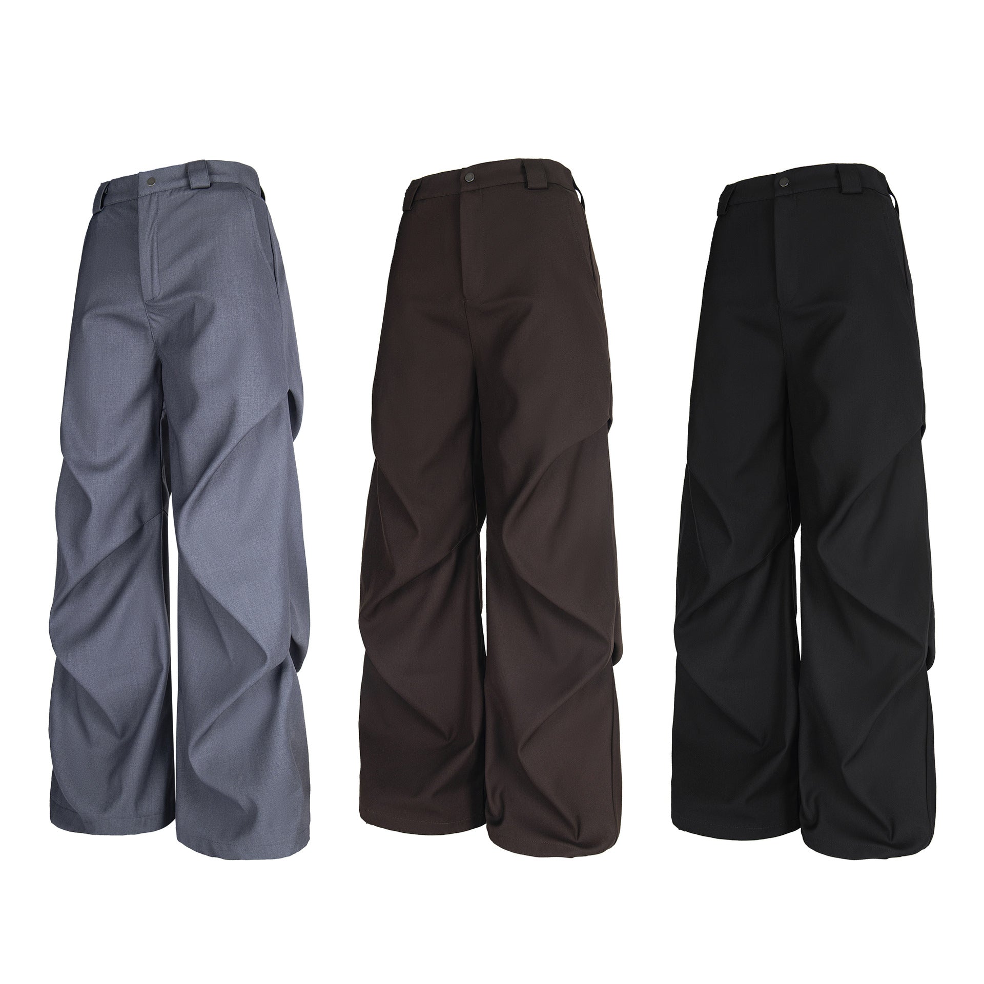 Pleated Casual Trousers | Adjustable Belt Streetwear Pants - Luxuryurbanwear
