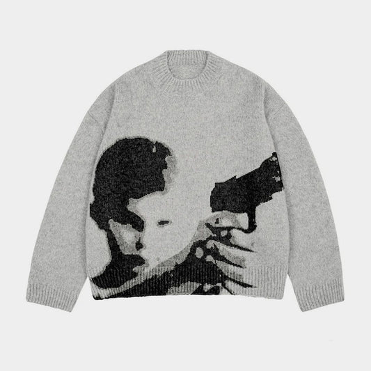 Silent Vigil | Street Art Knit Sweater - Luxuryurbanwear