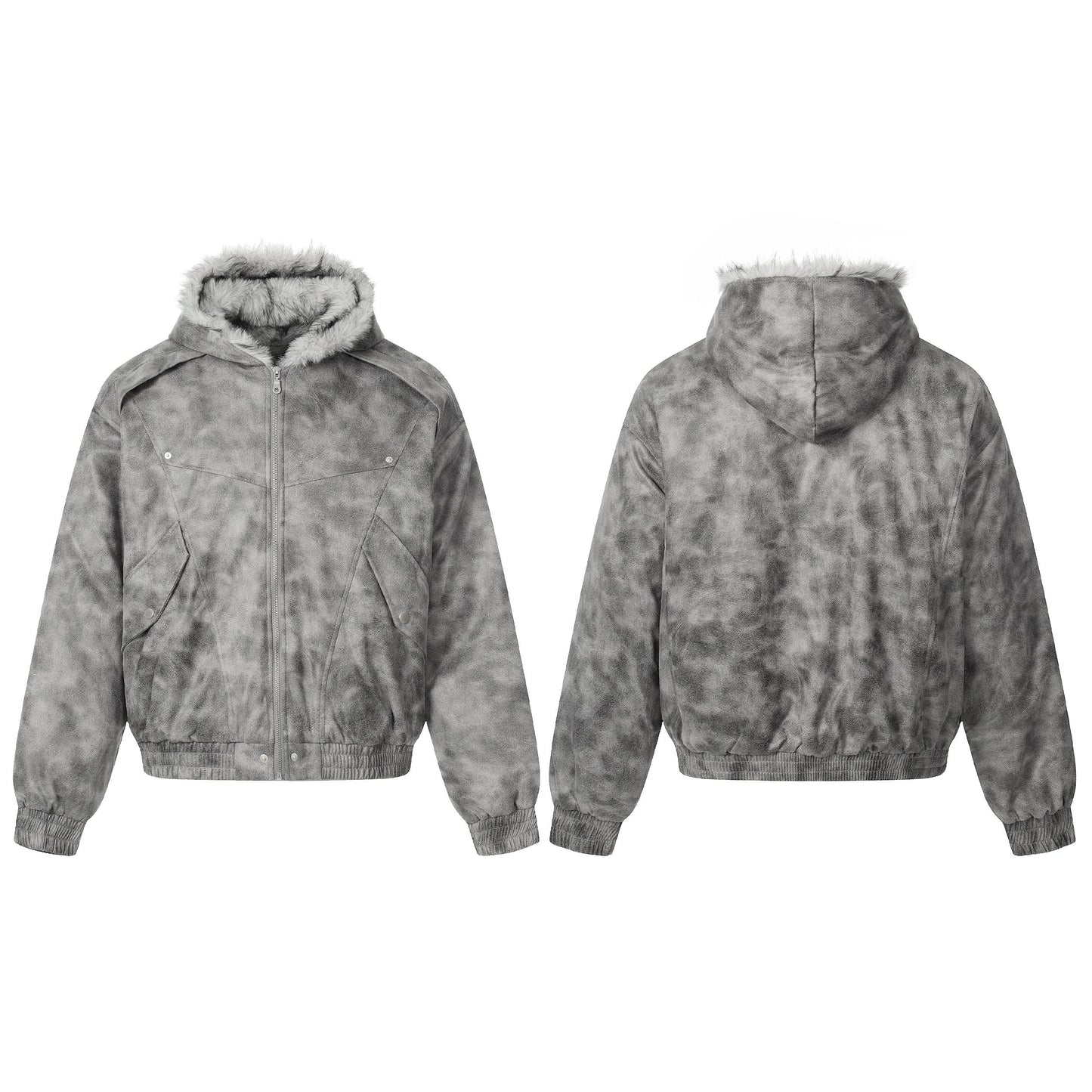 Distressed Washed | Hooded Oversized Jacket - Luxuryurbanwear