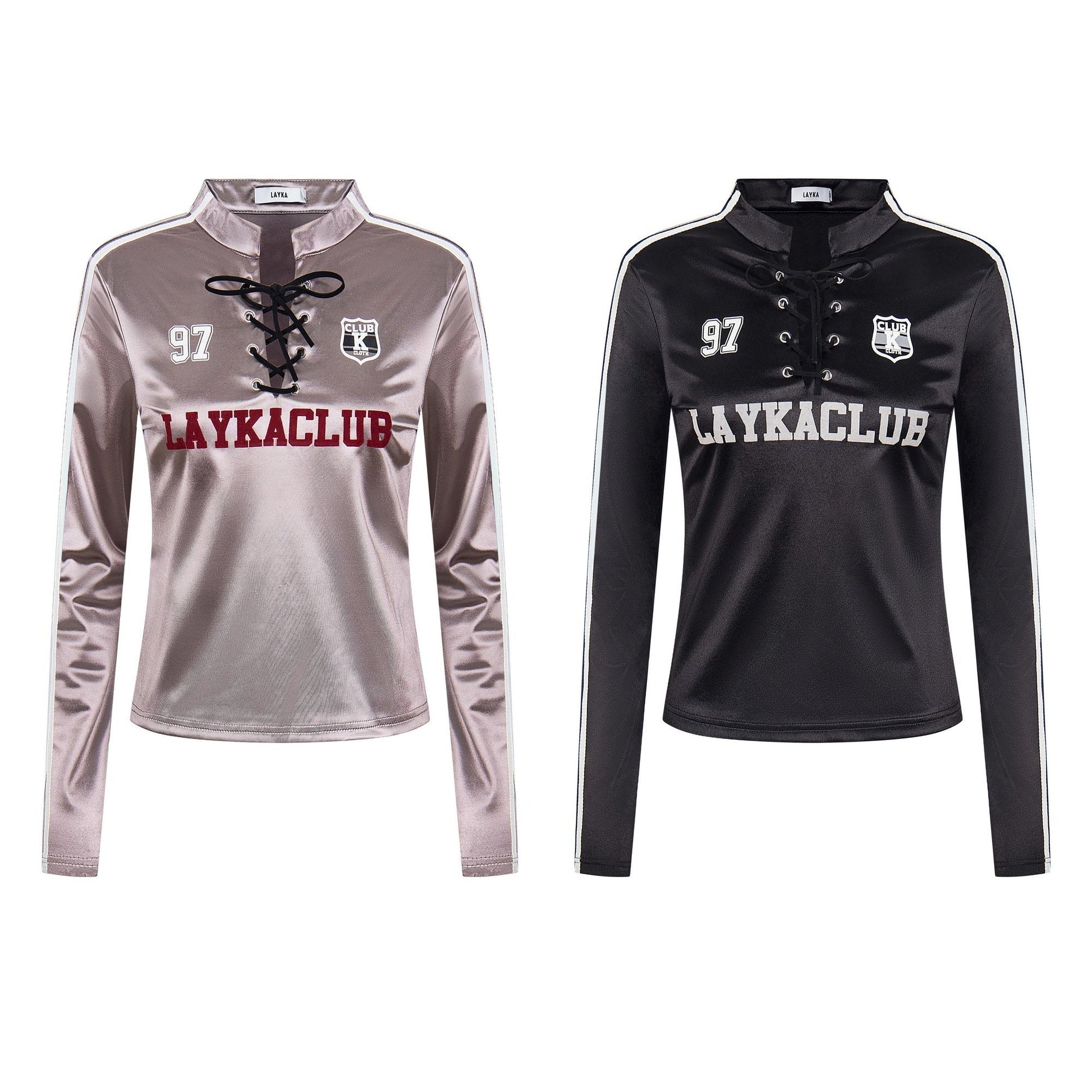 Lace-Up Club | Satin Sports Jersey Top - Luxuryurbanwear