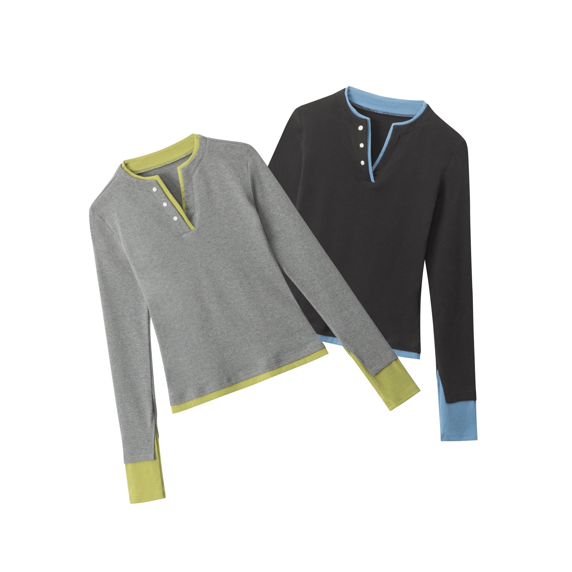 CONTRAST EDGE | Color-Trim Henley Duo - Luxuryurbanwear