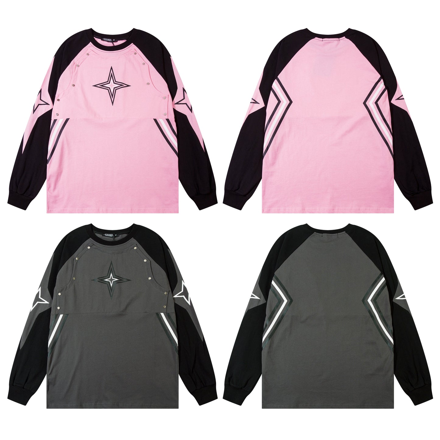 Star Panel Contrast | Patchwork Sweatshirt - Luxuryurbanwear