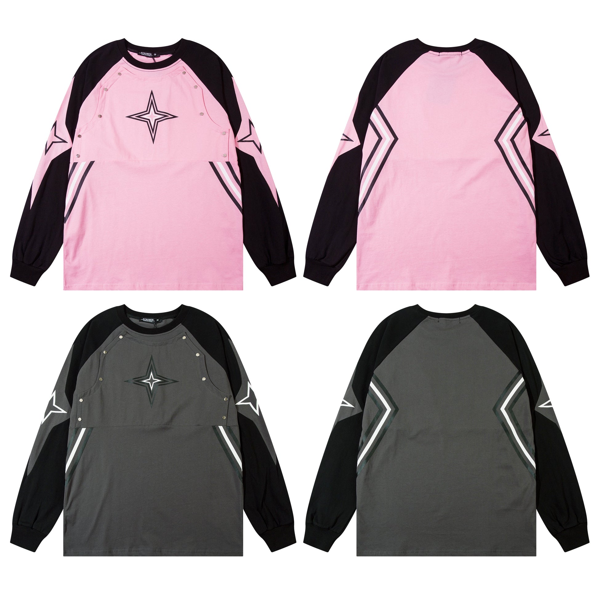 Star Panel Contrast | Patchwork Sweatshirt - Luxuryurbanwear
