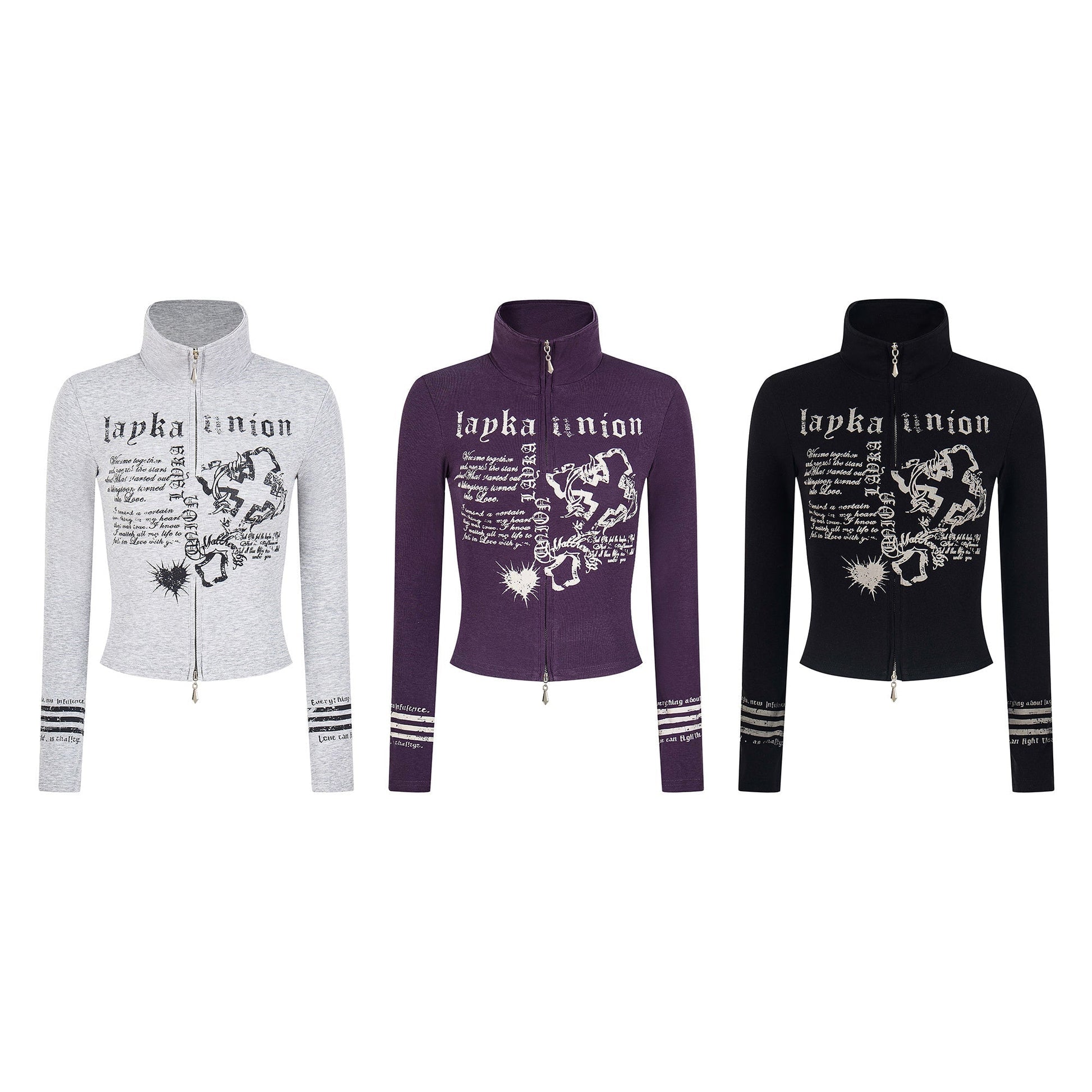 Union Print | Zip-Up Moto Graphic Top - Luxuryurbanwear