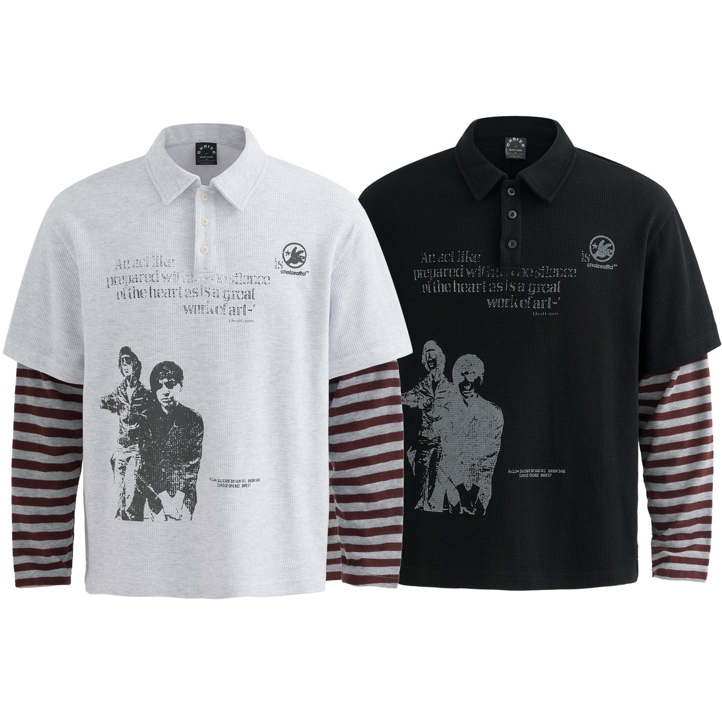 Vintage Striped Layered | Polo Sweatshirt - Luxuryurbanwear