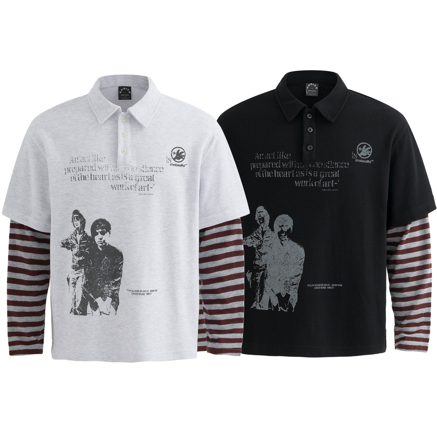 Vintage Striped Layered | Polo Sweatshirt - Luxuryurbanwear