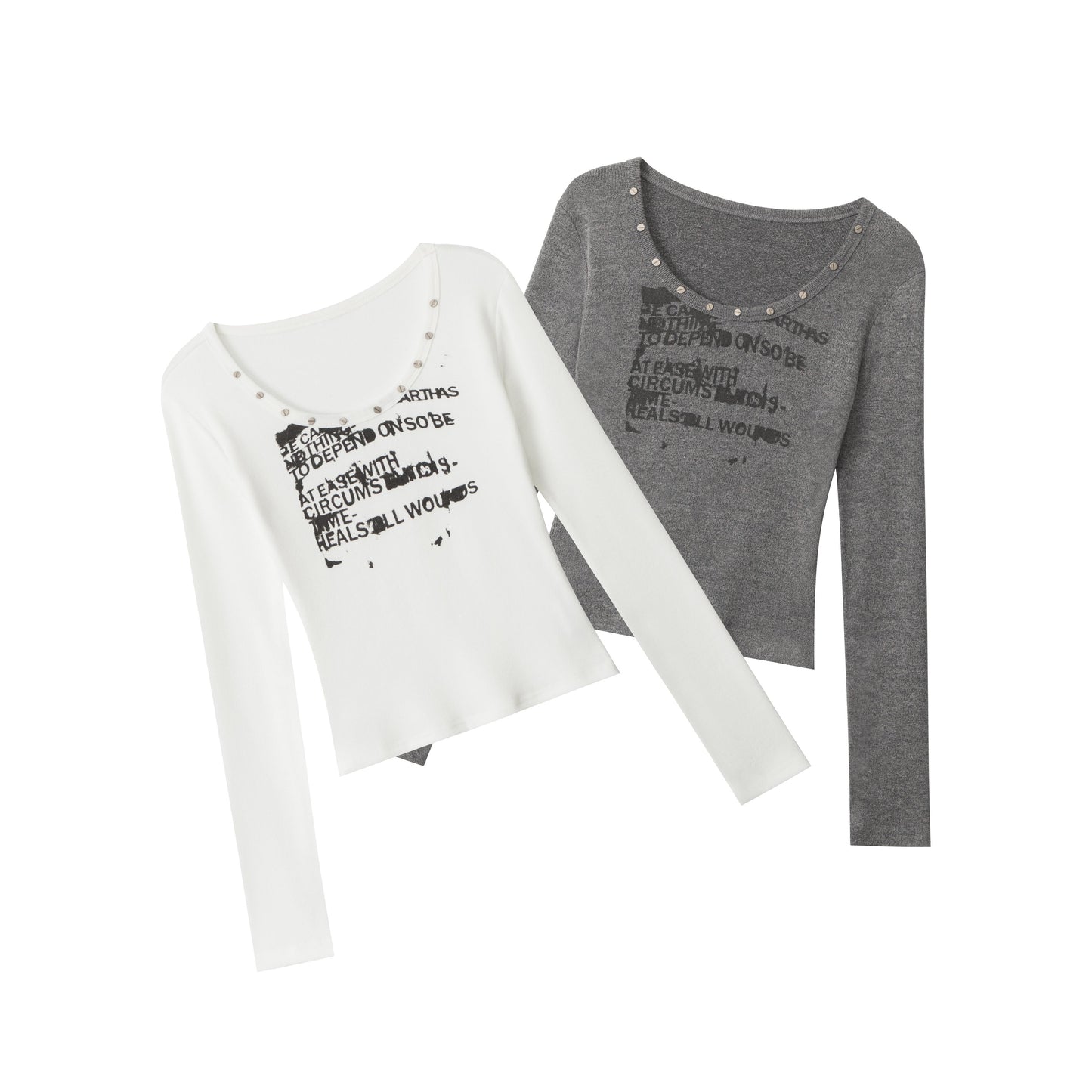 STUDDED SCRIPT | Graphic Scoop-Neck Set - Luxuryurbanwear