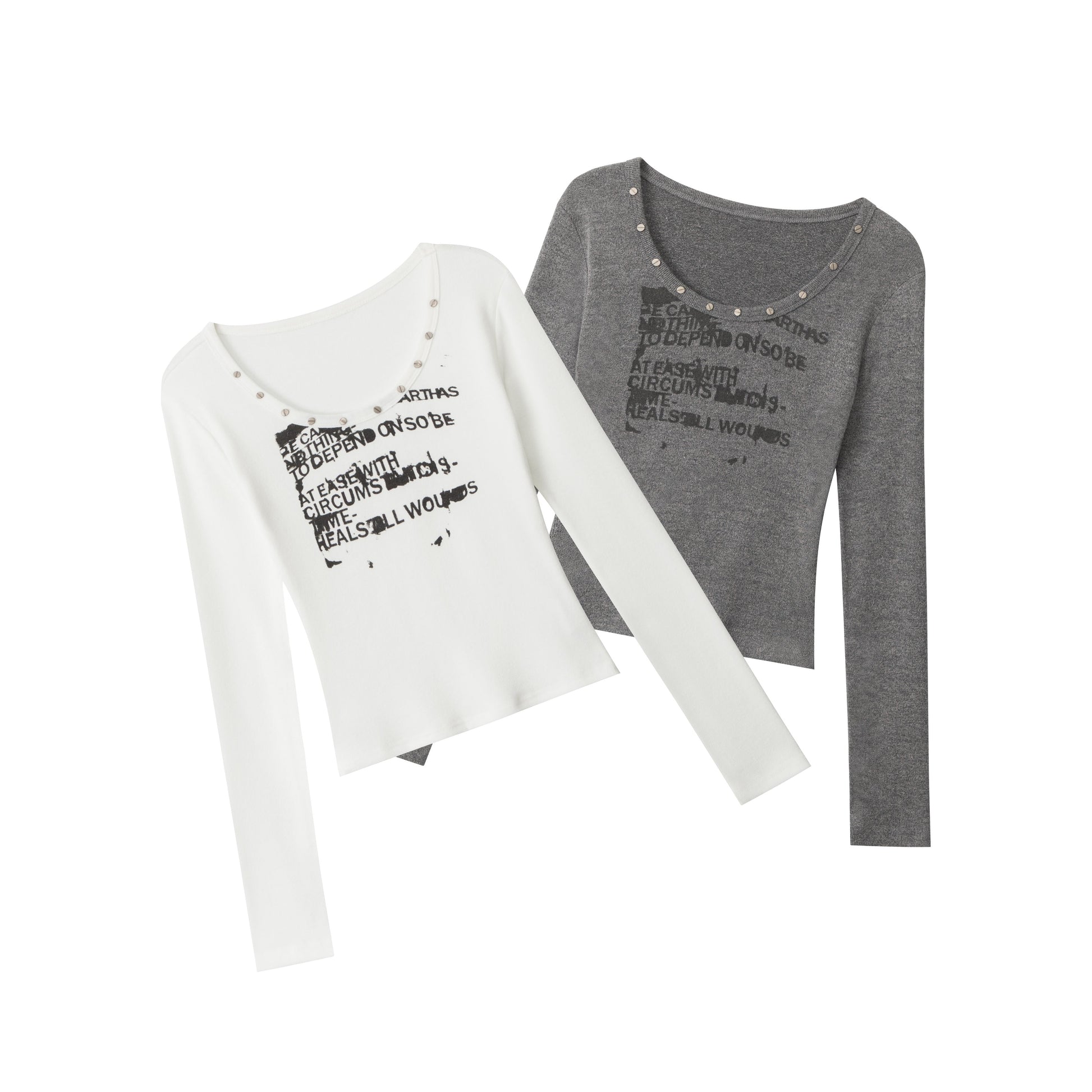 STUDDED SCRIPT | Graphic Scoop-Neck Set - Luxuryurbanwear