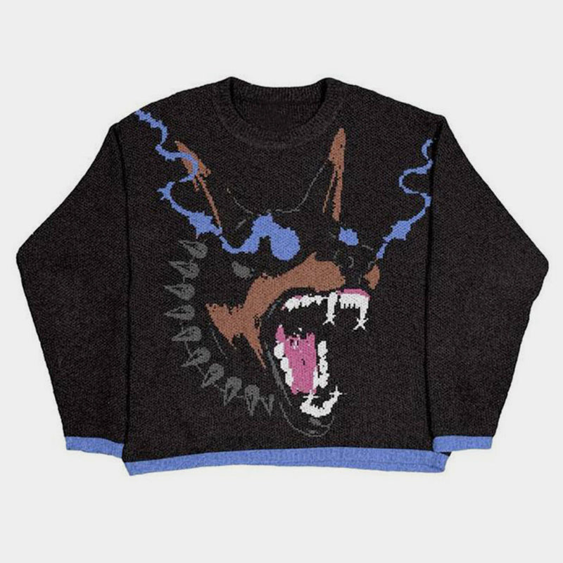 Doberman Graphic | Knit Sweater - Luxuryurbanwear