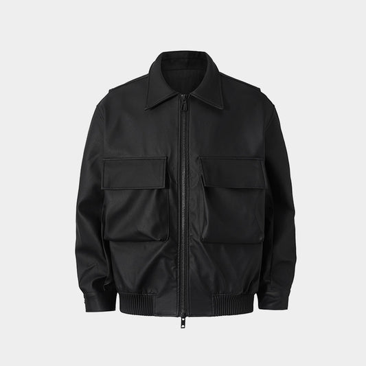 Black Essential | Faux Leather Jacket - Luxuryurbanwear