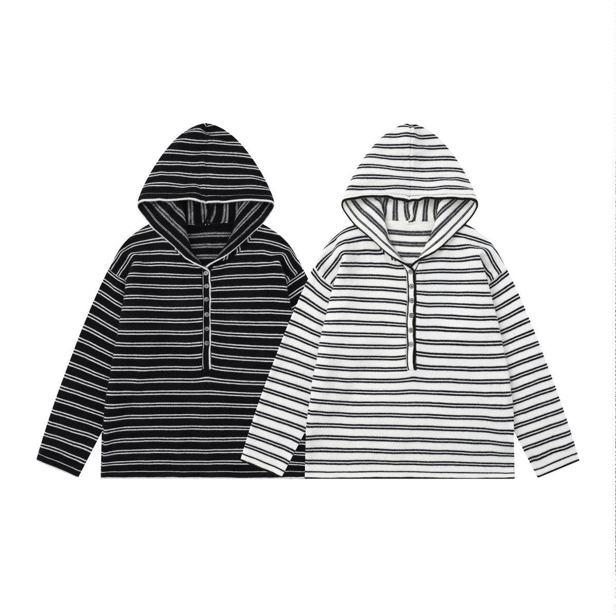 COASTLINE | Striped Buttoned Hood Pullover - Luxuryurbanwear
