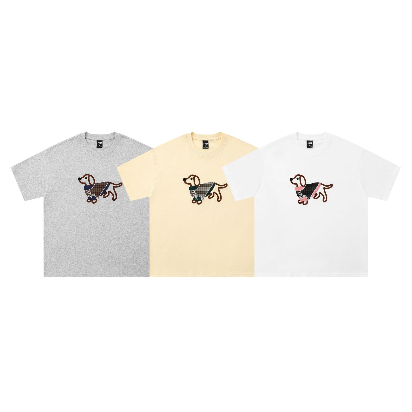 Scarf Pup | Embroidered Dog Patch Tee - Luxuryurbanwear