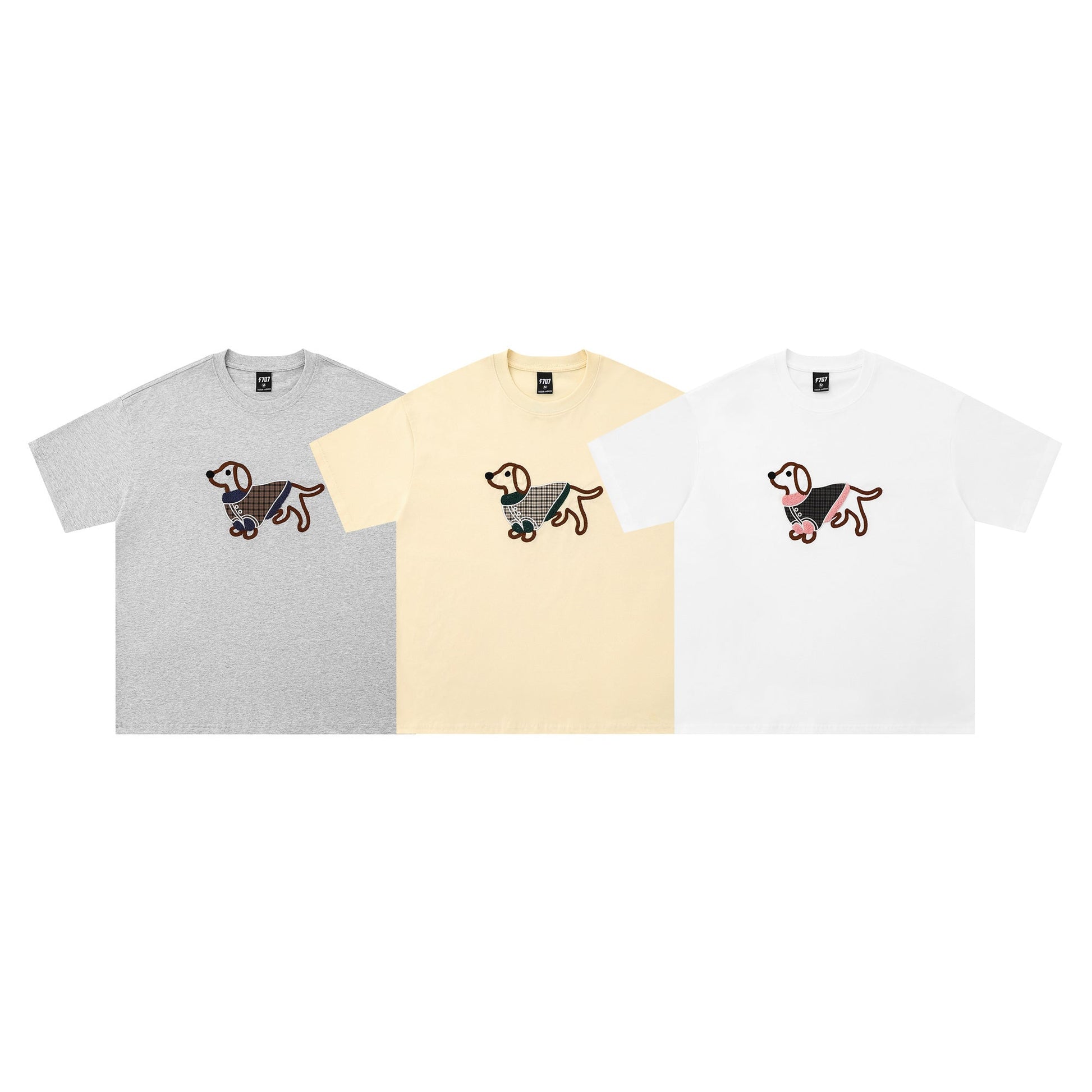 Scarf Pup | Embroidered Dog Patch Tee - Luxuryurbanwear