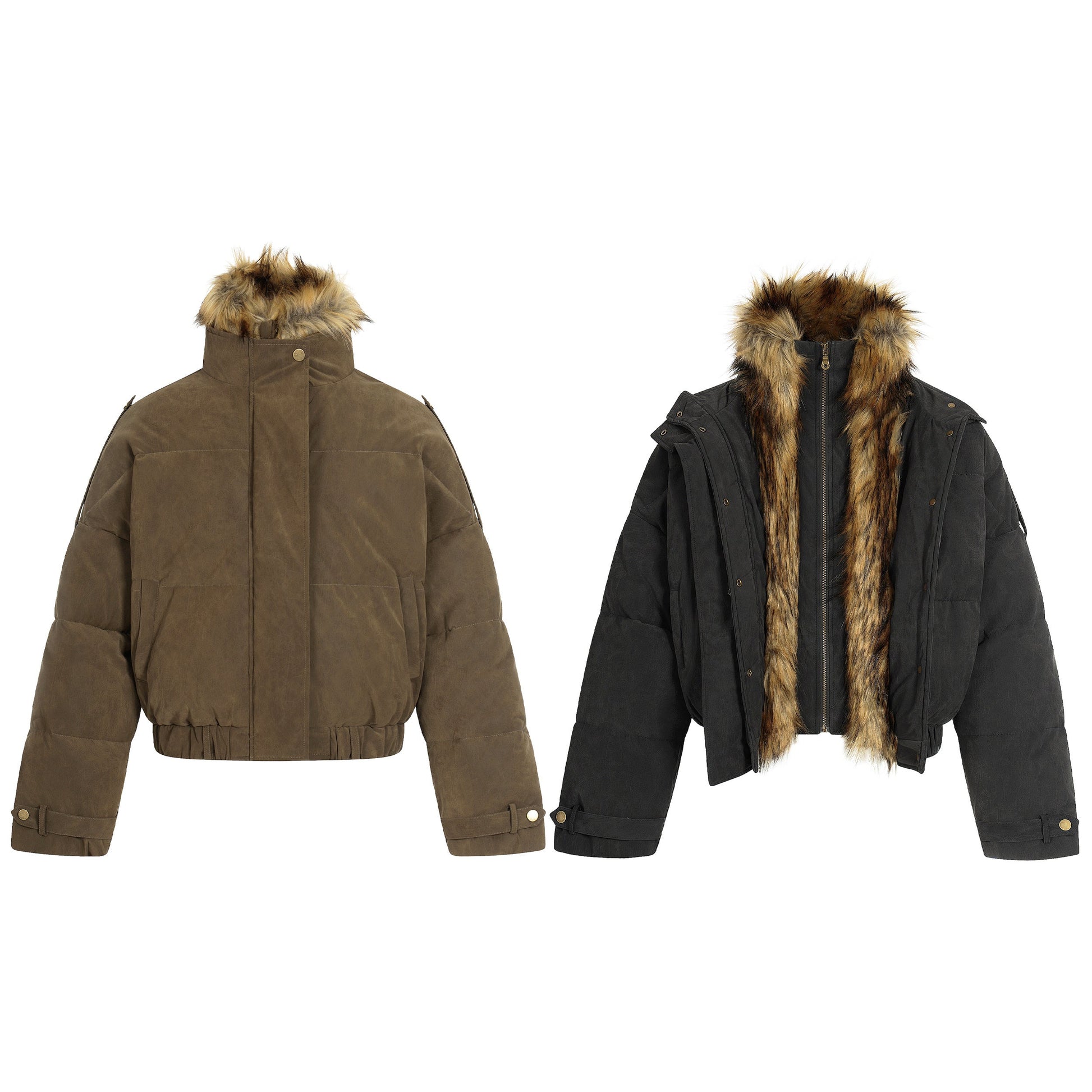 Nordic Trail | Faux Suede Puffer with Fur Lining - Luxuryurbanwear