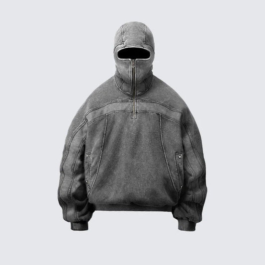Vintage Washed Pullover | Spliced Streetwear Essential Hoodie - Luxuryurbanwear