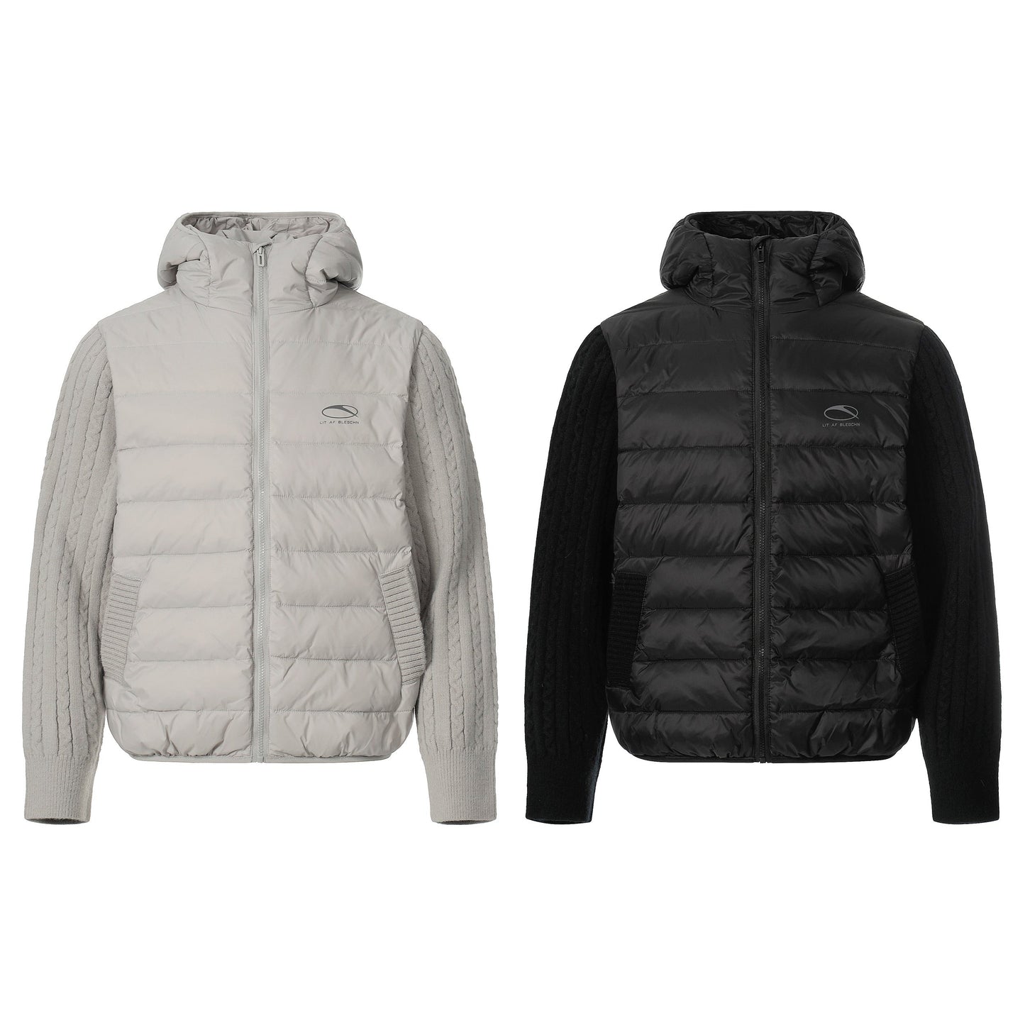 Hybrid Knit-Sleeve | Hooded Puffer Jacket - Luxuryurbanwear