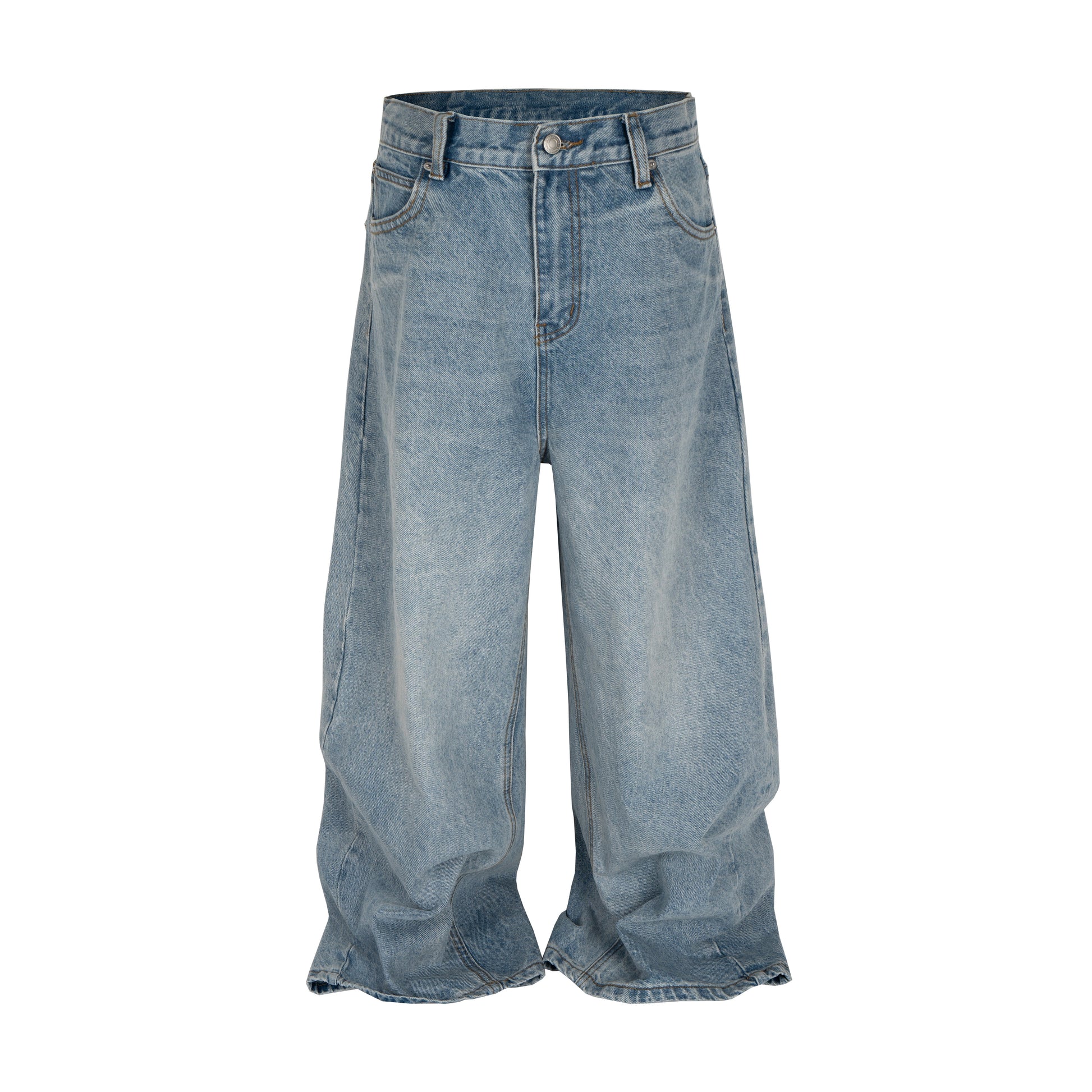 Stacked Washed Blue | Wide Jeans - Luxuryurbanwear