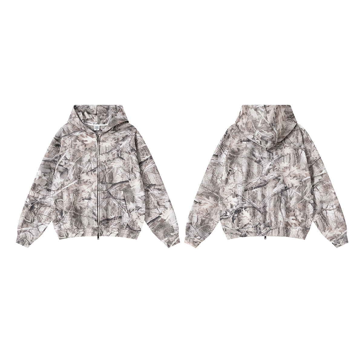 Forest Camo | Oversized Zip-Up Hoodie - Luxuryurbanwear