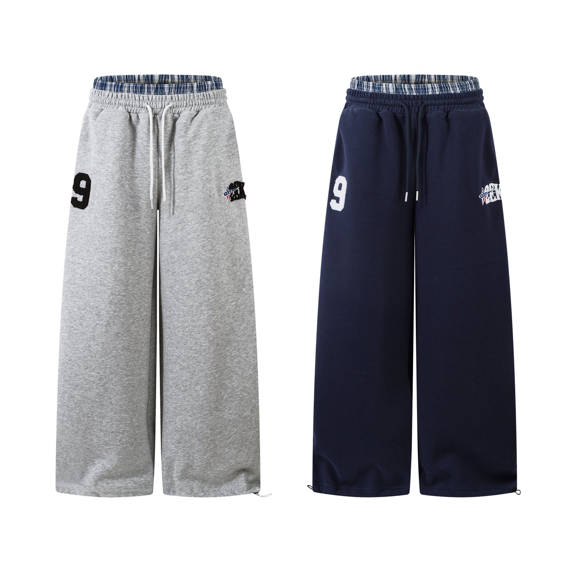Patchwork Wide Leg Sweatpants | Grey Black Streetwear Trousers - Luxuryurbanwear