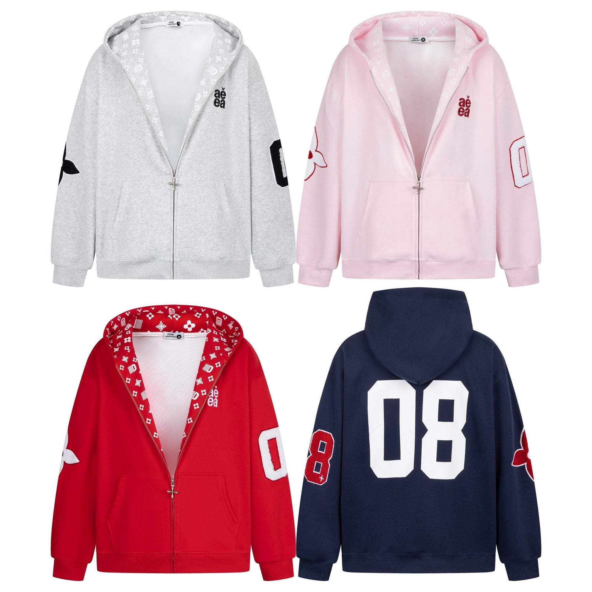 Varsity 08 | Graphic Zip-Up Hoodie - Luxuryurbanwear