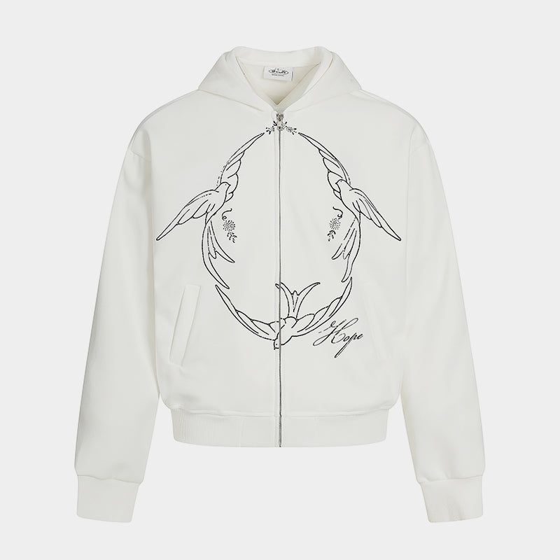 Doves Hope | Oversized Zip Up Hoodie - Luxuryurbanwear