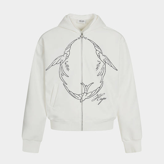 Doves Hope | Oversized Zip Up Hoodie - Luxuryurbanwear