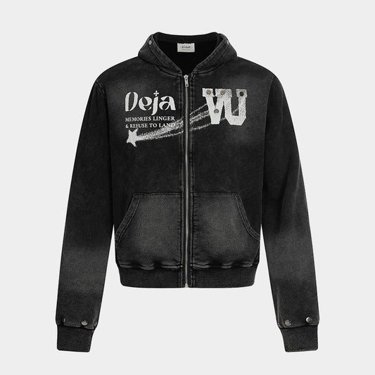 Washed Gradient | Black Zip Up Hoodie - Luxuryurbanwear