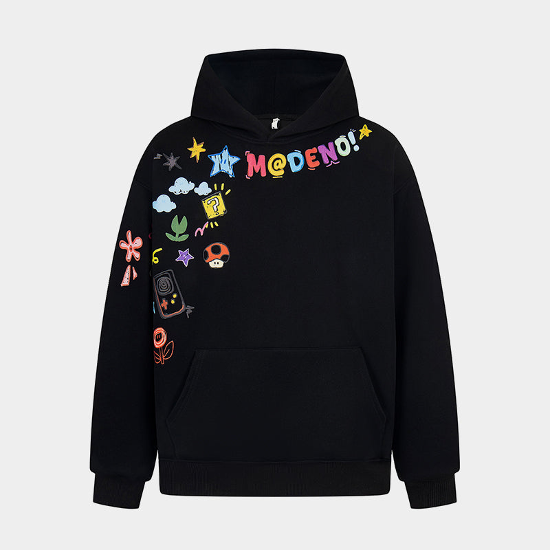 Graffiti Cartoon Print | Pullover Hoodie - Luxuryurbanwear