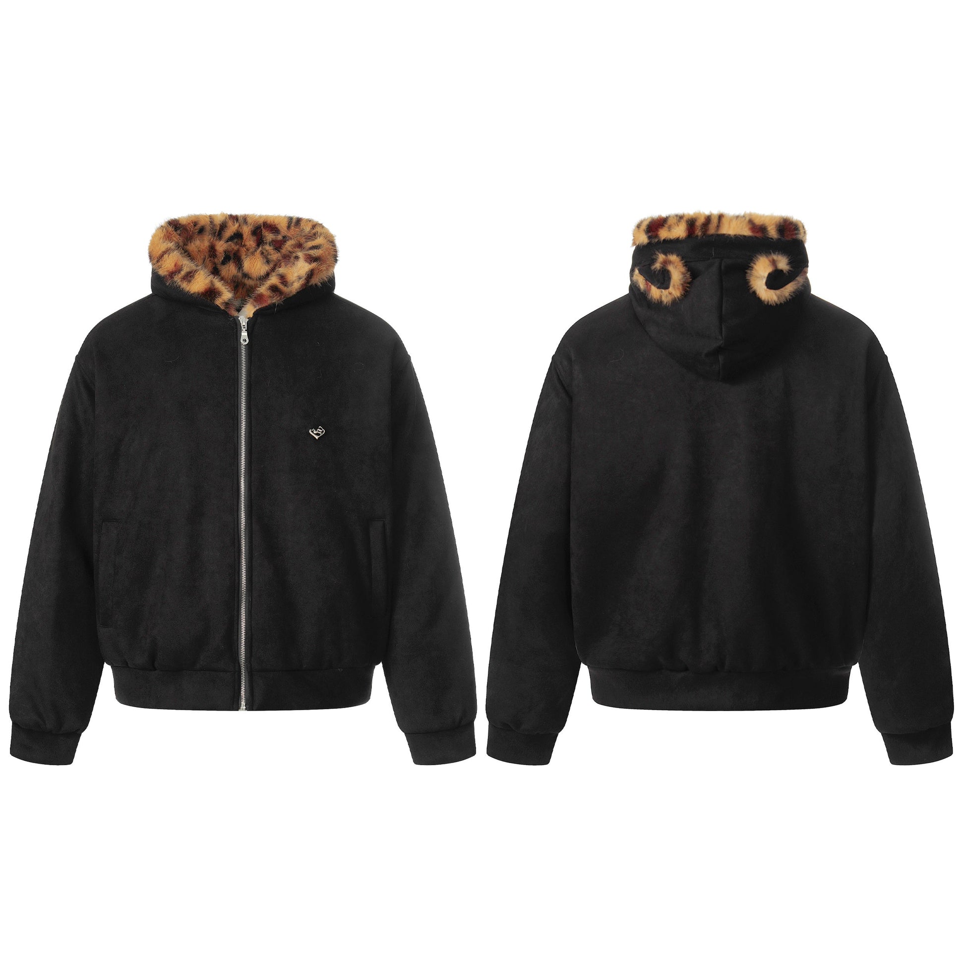Leopard Fleece | Contrast Zip Jacket - Luxuryurbanwear