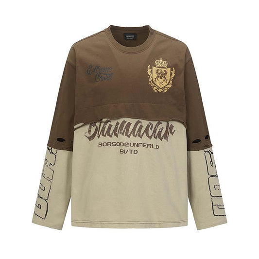 Y2K Grunge Patchwork | Distressed Graphic Sweatshirt - Luxuryurbanwear