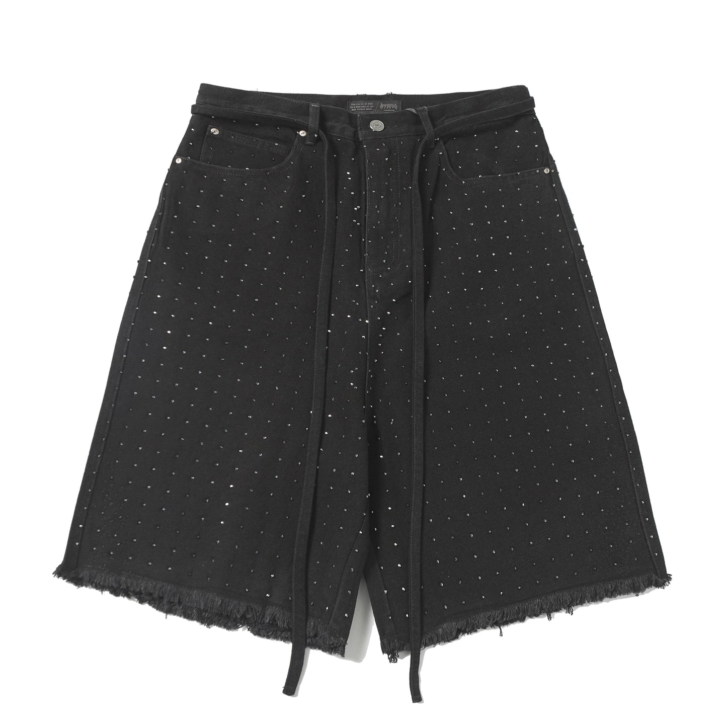 Rhinestone Frayed | Denim Shorts - Luxuryurbanwear