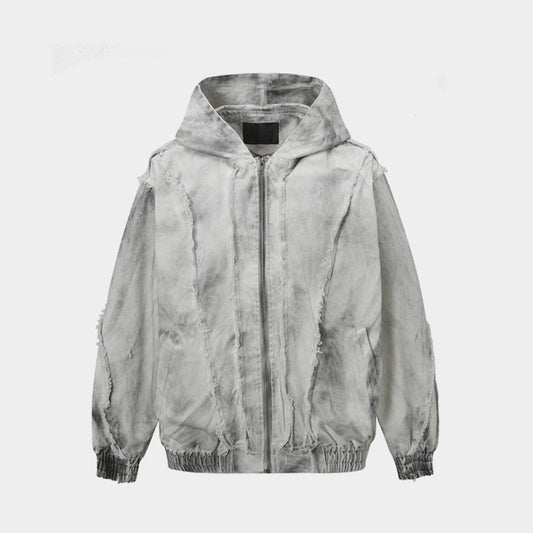 Washed Fray Edge | Hooded Jacket - Luxuryurbanwear