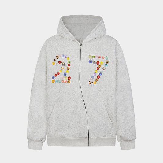 Emoji Art 27 Print | Zip-Up Hoodie - Luxuryurbanwear