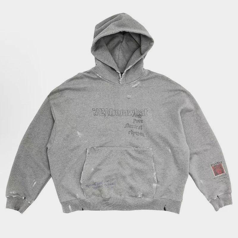 Gothic Text | Distressed Hoodie - Luxuryurbanwear
