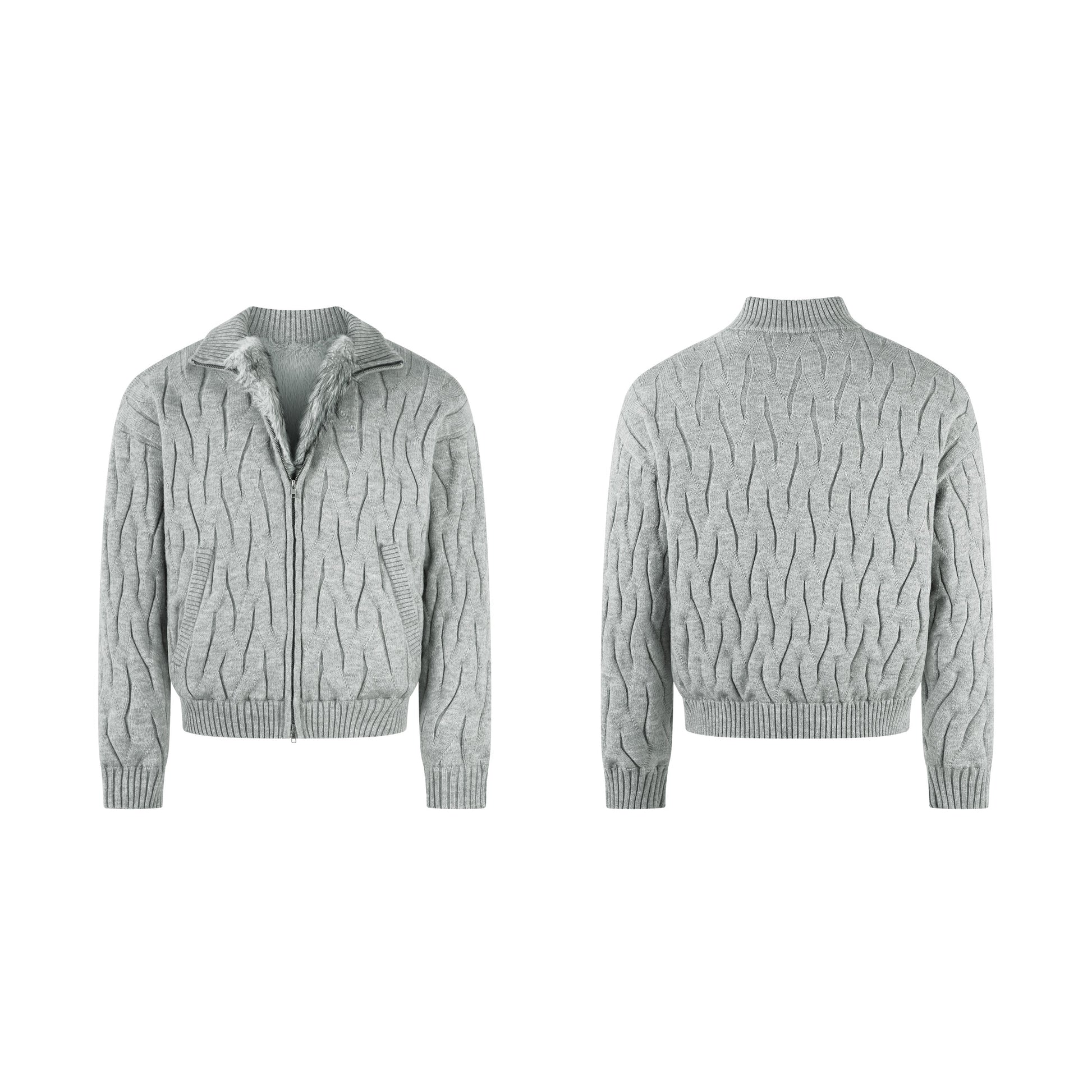 Textured Fleece | Knit Zip Jacket - Luxuryurbanwear