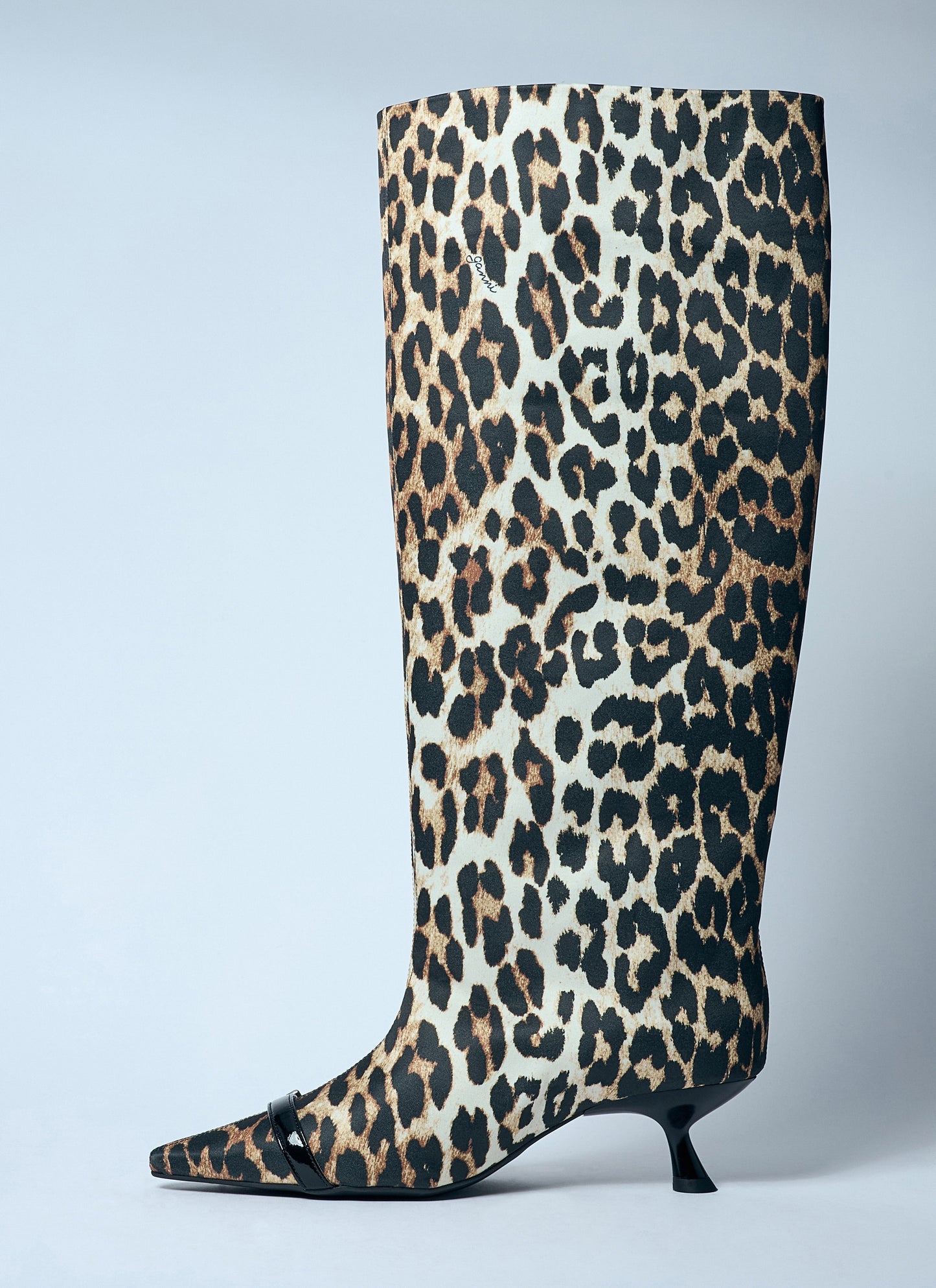 Ganni Women Leopard Eyelets Slouchy High Shaft Boots