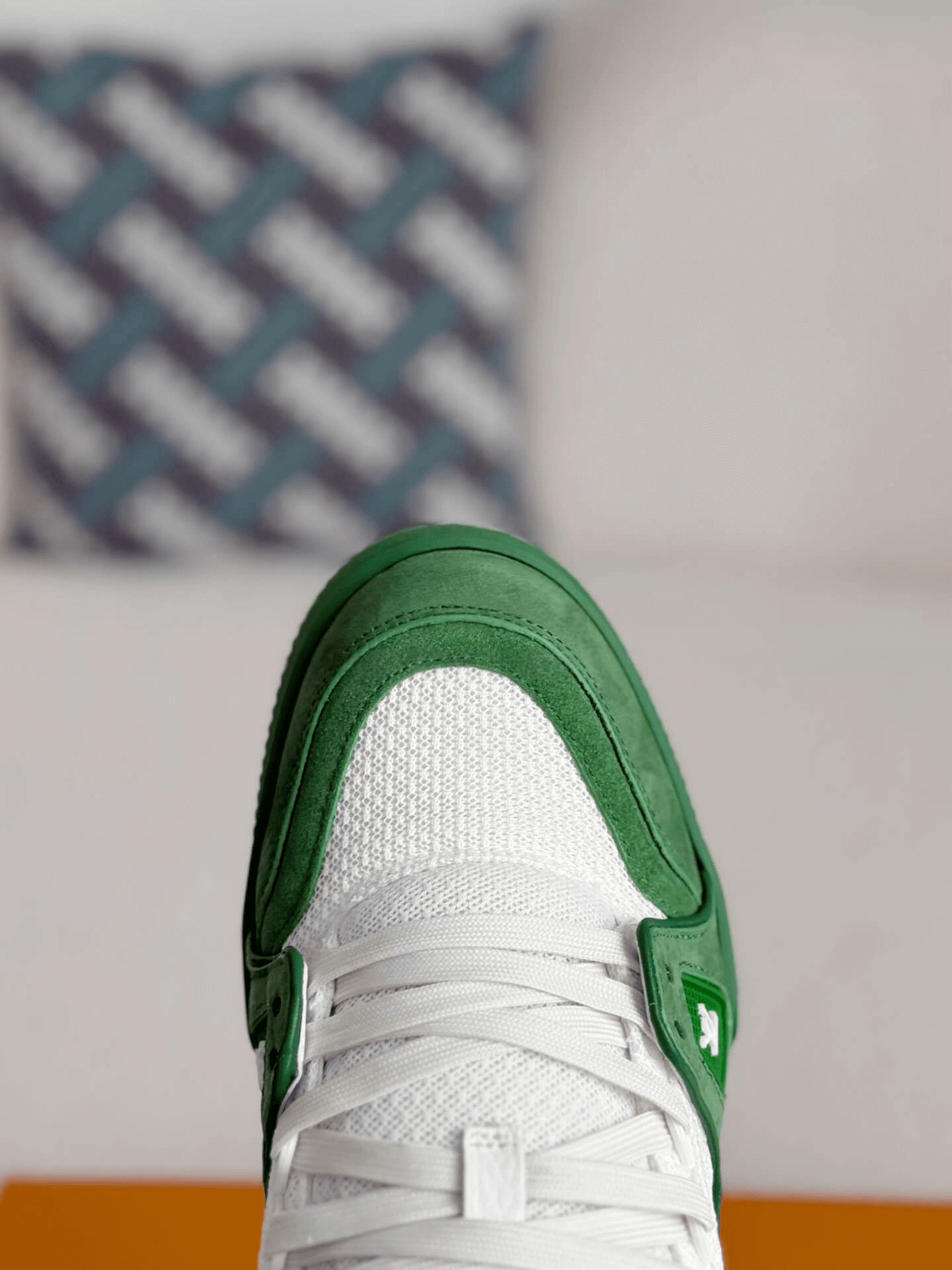 Louis Vuitton Trainer Green White Sneakers CUSTOM