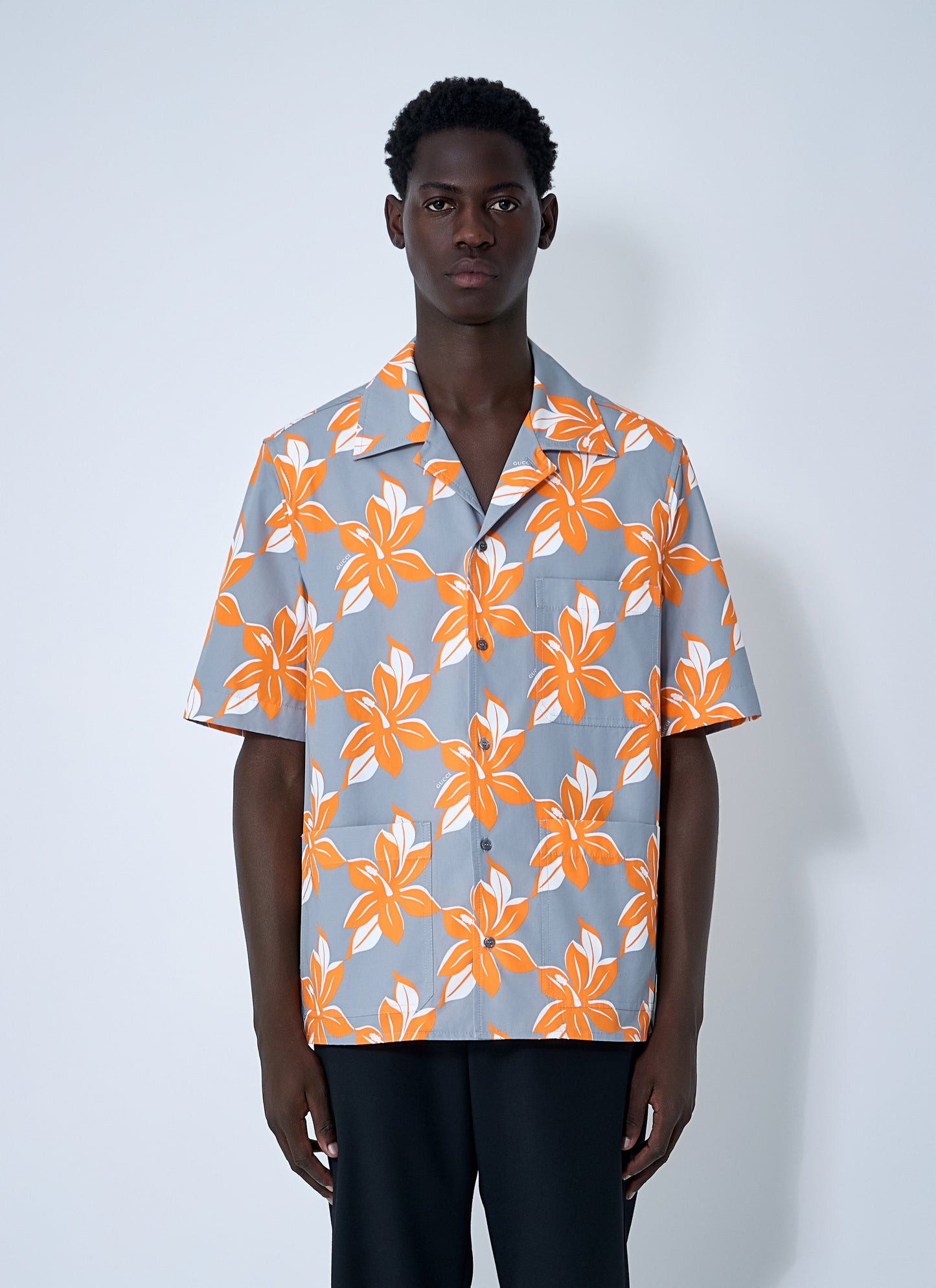Gucci Men Printed Cotton Poplin Shirt