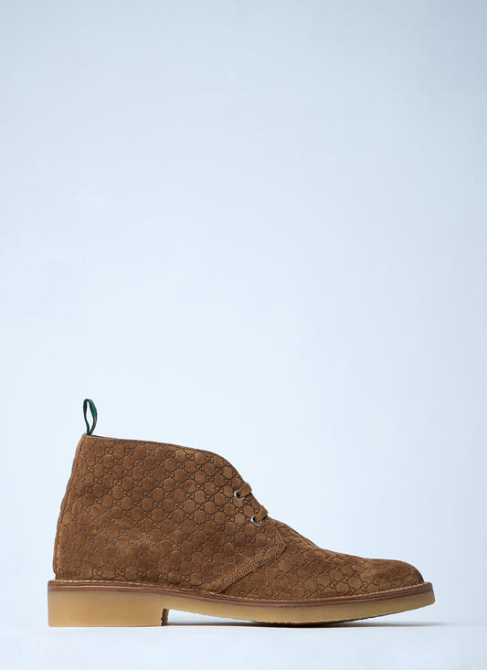 Gucci Men Gg Suede Boots