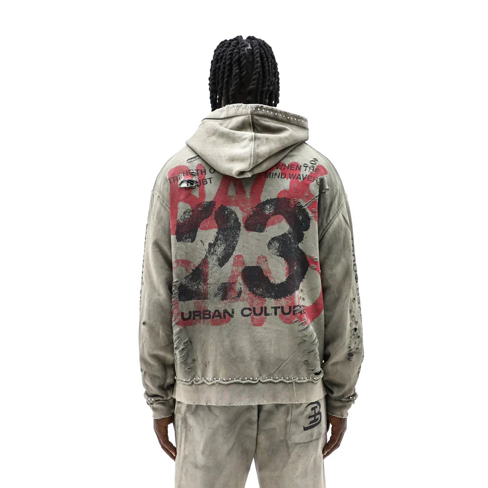 BLACK ISLAND Hoodie Distressed ZipUp