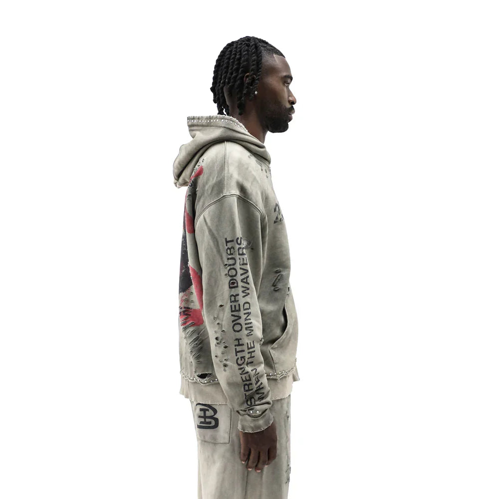 BLACK ISLAND Hoodie Distressed ZipUp