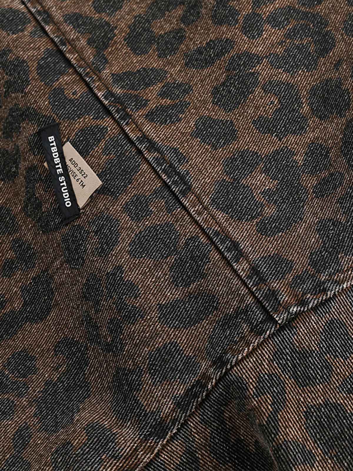 Vintage Washed Cheetah Denim Jacket - Luxuryurbanwear