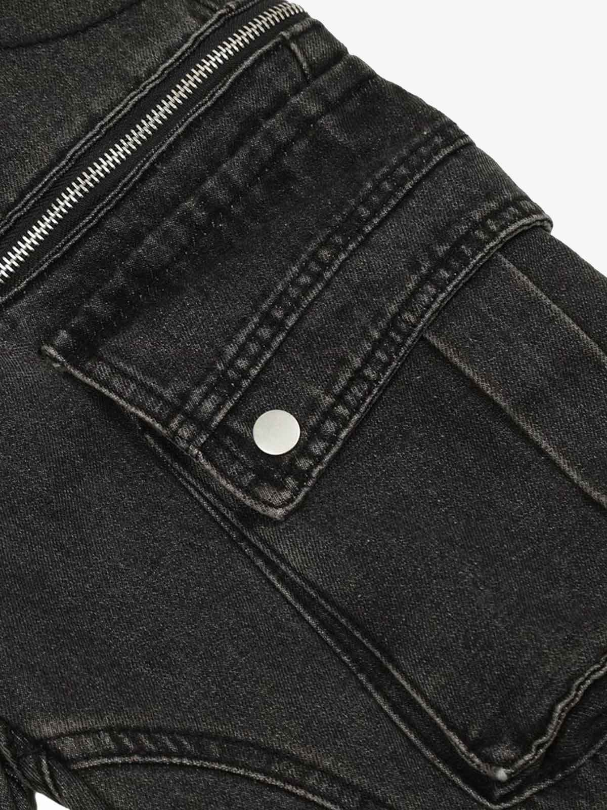 Washed Multi-Pocket Bootcut Jeans