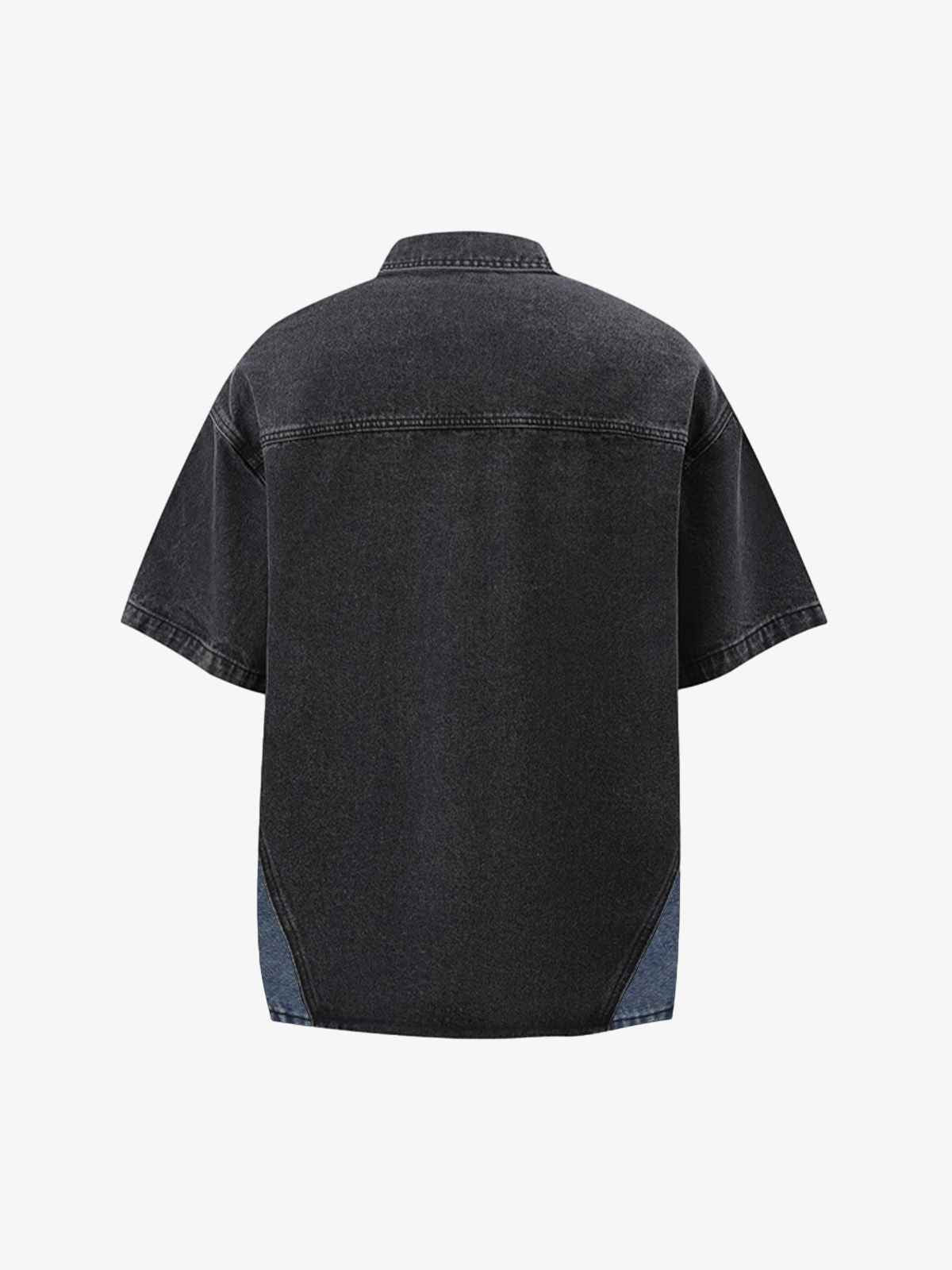 Deconstructed Patchwork Short-Sleeve Cropped Denim Set