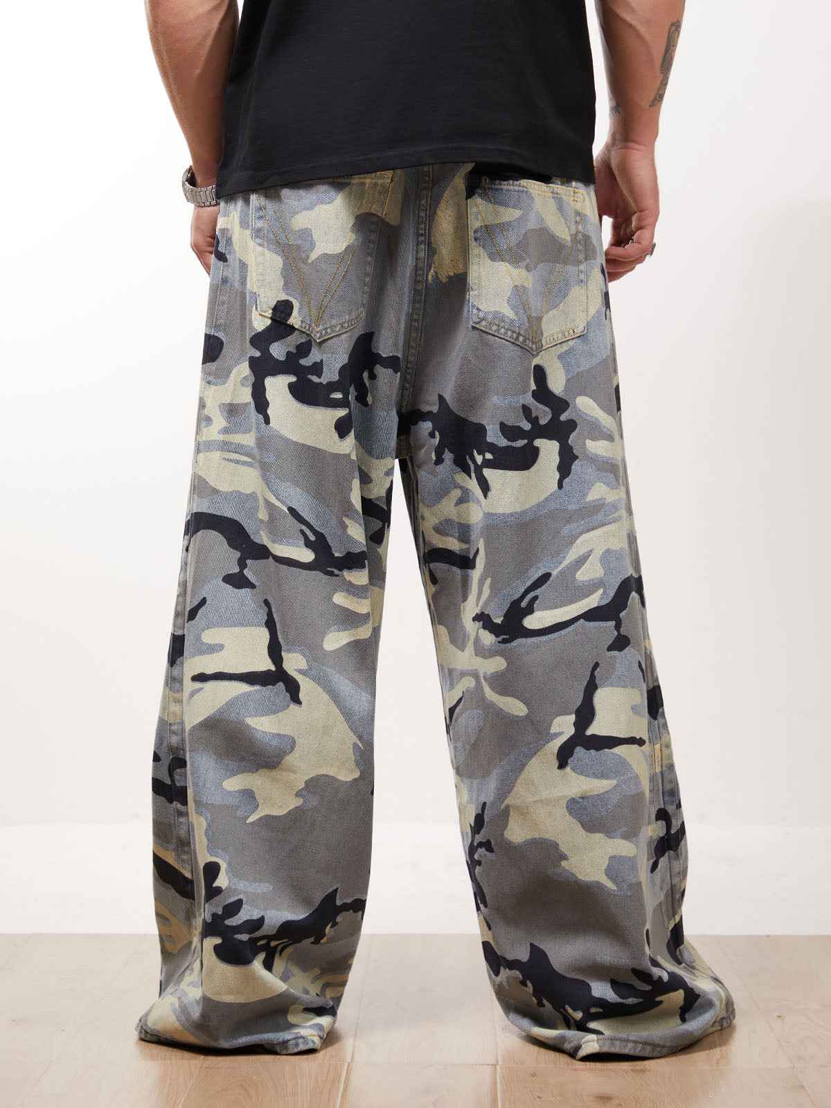 Street Retro Camouflage Baggy Jeans - 2395